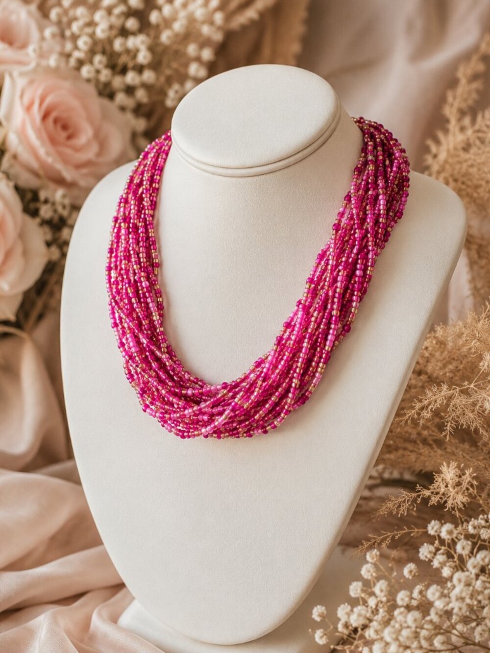 PINK BEADED NECKLACE